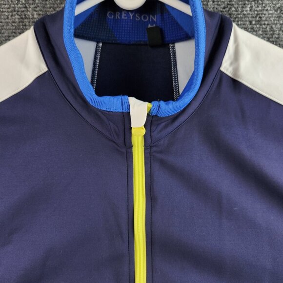 Greyson Full Zip Pockets Blue White Jacket Men Medium Stretch Golf - Picture 2 of 16